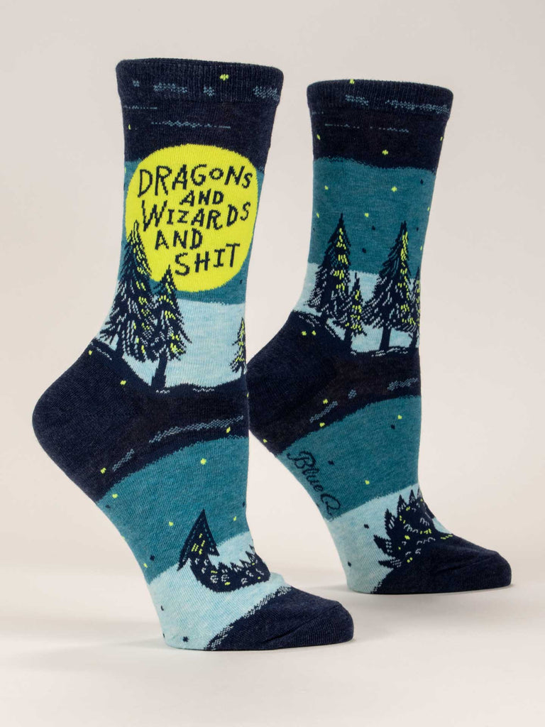 Blue Q Dragons & Wizards and Shit Women's Crew Socks