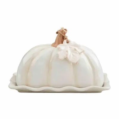Mudpie White Pumpkin Butter Dish