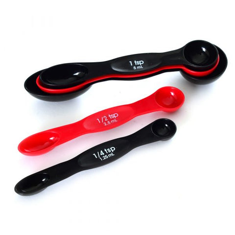 Norpro-MEASURING SPOONS W/MAGNET, SET OF 5, RED/BLACK