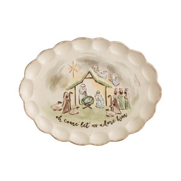 Mudpie Scalloped Nativity Platter