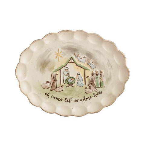 Mudpie Scalloped Nativity Platter