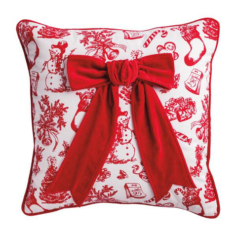 Mudpie Christmas Bow Embellished Pillow