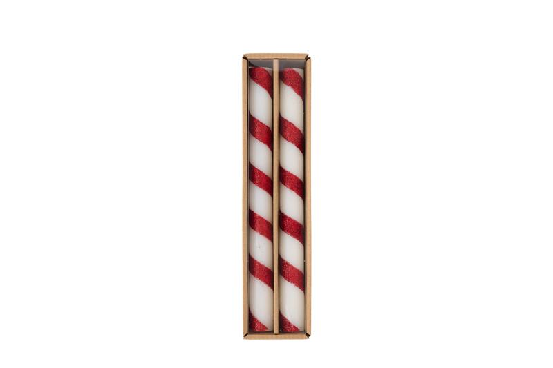 Mudpie Red Stripe Taper Candle 2pk