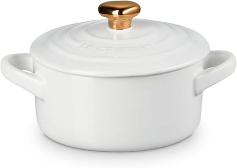 Le Creuset White Round Cocotte 8oz with Heart Knob
