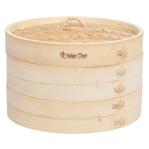HIC Helen's Asian Kitchen Bamboo Steamer with Lid, 10in