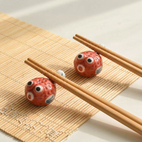 HIC Helen's Asian Kitchen Chopstick And Rest Set, Fish, Set Of 2