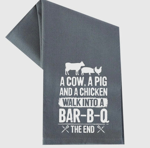 DkHandmade A Cow, a Pig BBQ Tea Towel