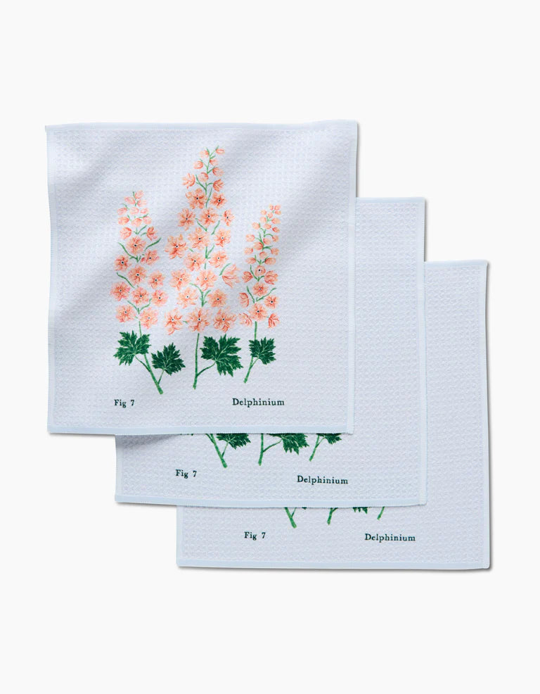 Geometry July Delphinium Dishcloth Set of 3