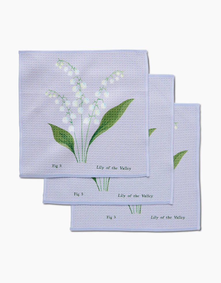 Geometry May Lilly of The Valley Dishcloth set of 3