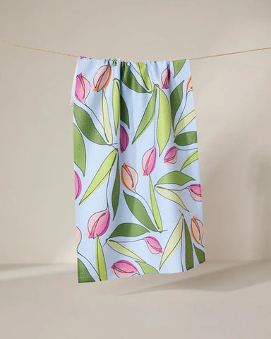 Geometry May Flowers Tea Towel