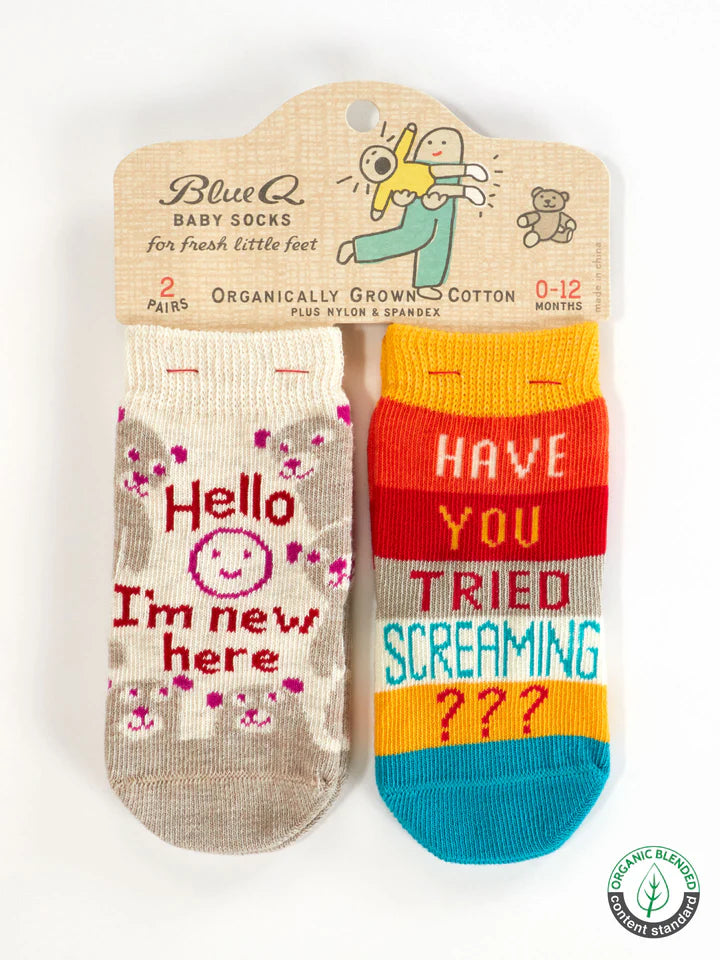 Blue Q Baby Socks I'm New Here Have You Tried Screaming?