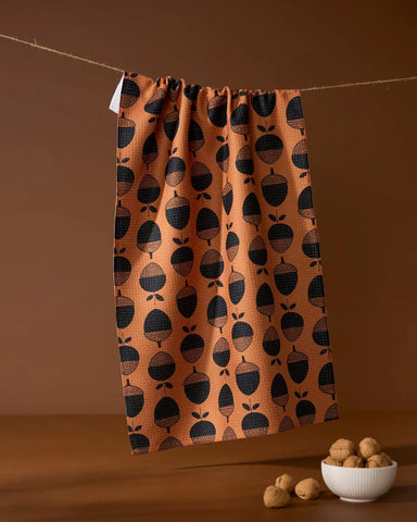 Geometry Acorn Noir Tea Towel