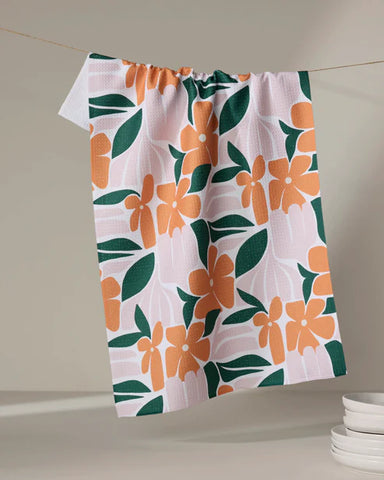 Geometry Modern Floral Tea Towel