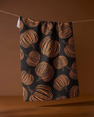 Geometry Pumpkin Noir Tea Towel