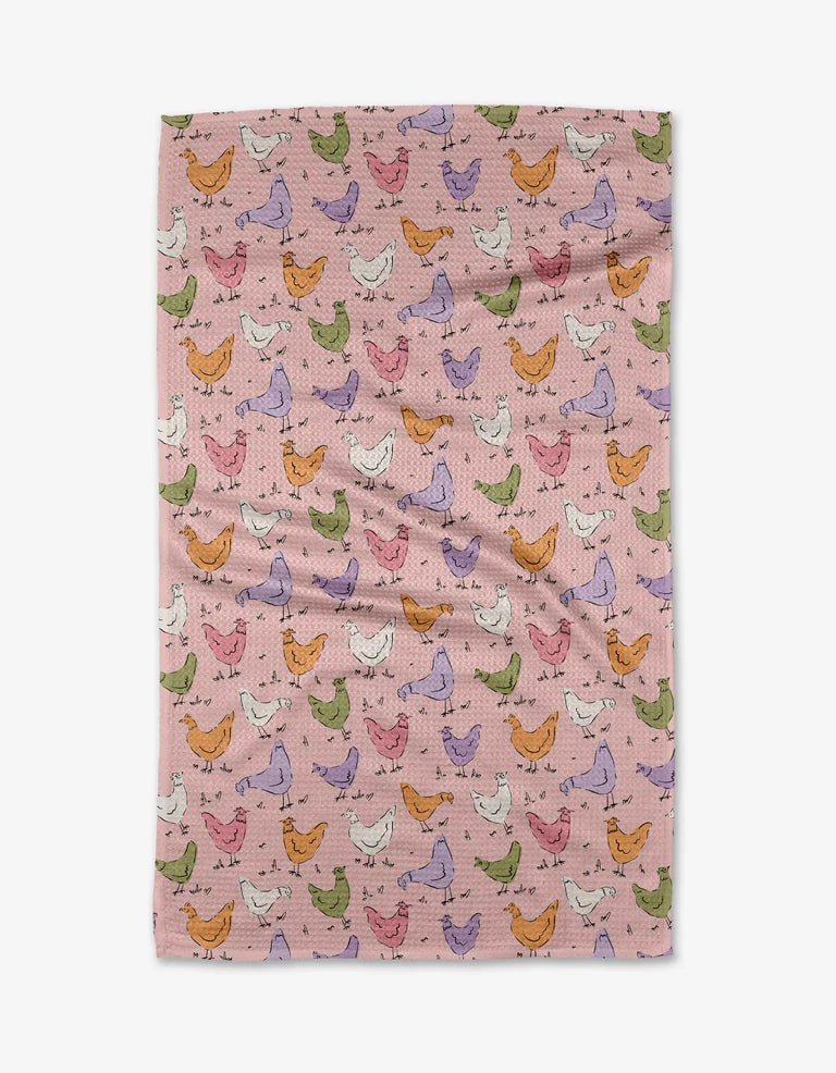 Geometry Spring Chickens Tea Towel