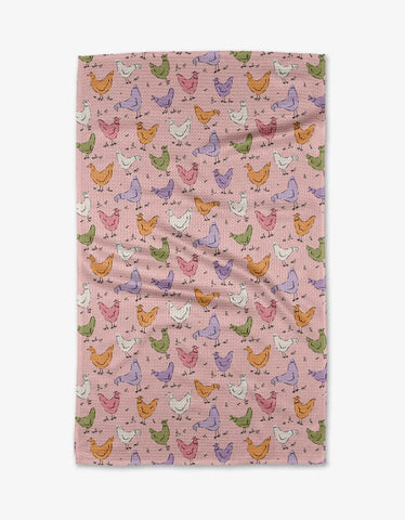 Geometry Spring Chickens Tea Towel