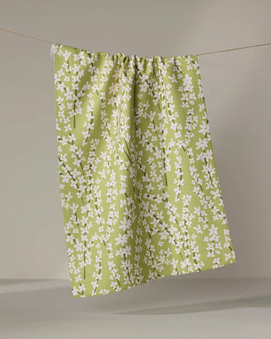 Geometry Spring Green Forsythia Tea Towel