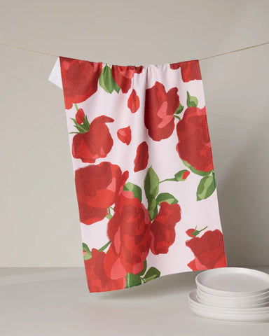 Geometry Whispering Roses Tea Towel