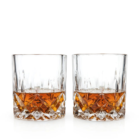 Viski Admiral Stemless Crystal Lowball Tumblers Set of 2