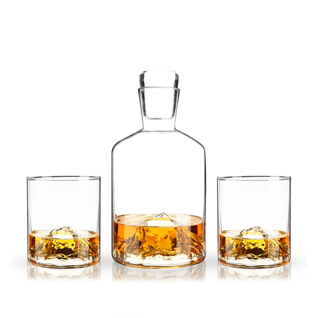 Viski Mountain Decanter with Crystal Tumblers Set of 2