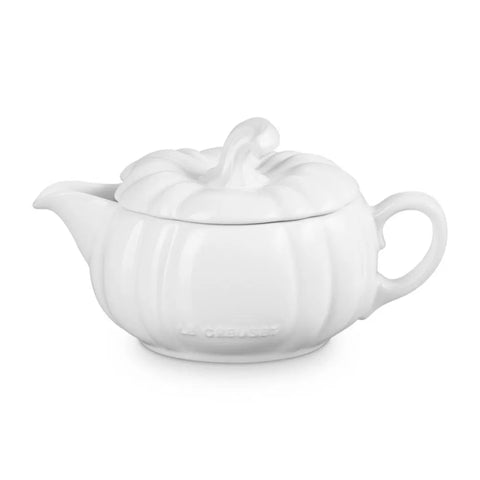 Le Creuset White Pumpkin Gravy Boat with Lid