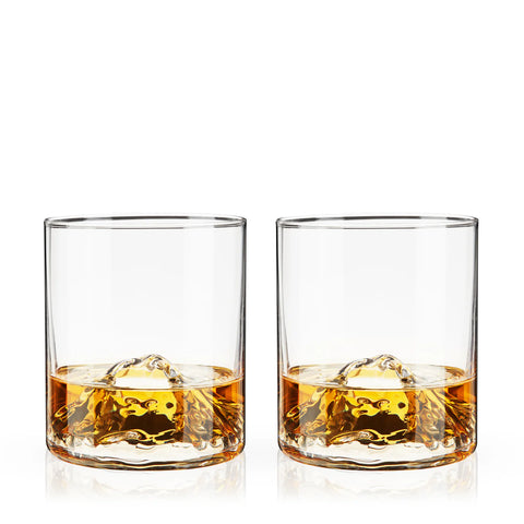 Viski Mountain Themed Crystal Tumbler Set of 2