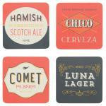 Now Designs Beer Labels Cork-Backed Coasters