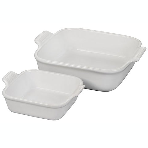 Le Creuset White 2pc Square Dish Set