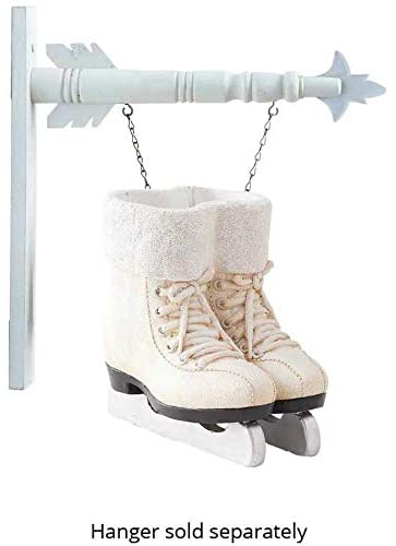 K & K Interiors White Resin Skates Hanging Ornament
