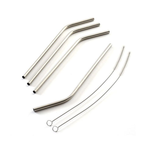 Norpro Stainless Steel Drinking Straws with Cleaning Brush Set of 4