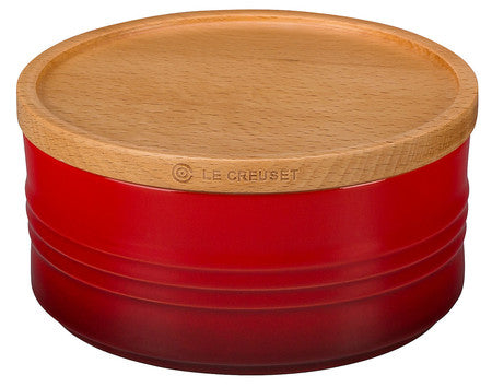 Le Creuset 23 Oz Cherry Canister With Wood Lid