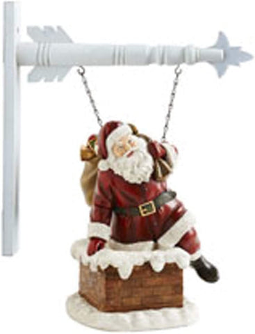 K & K Interiors Resin Santa Climbing in Chimney Hanging Ornament