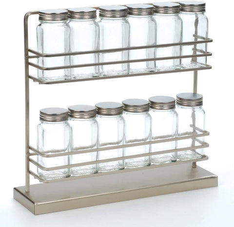RSVP Stainless Steel Two-Tier Spice Rack with 12 Bottles
