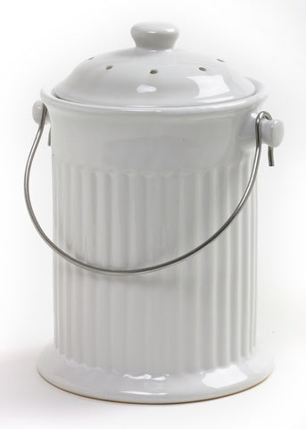 Norpro 1 Gallon White Ceramic Compost Keeper