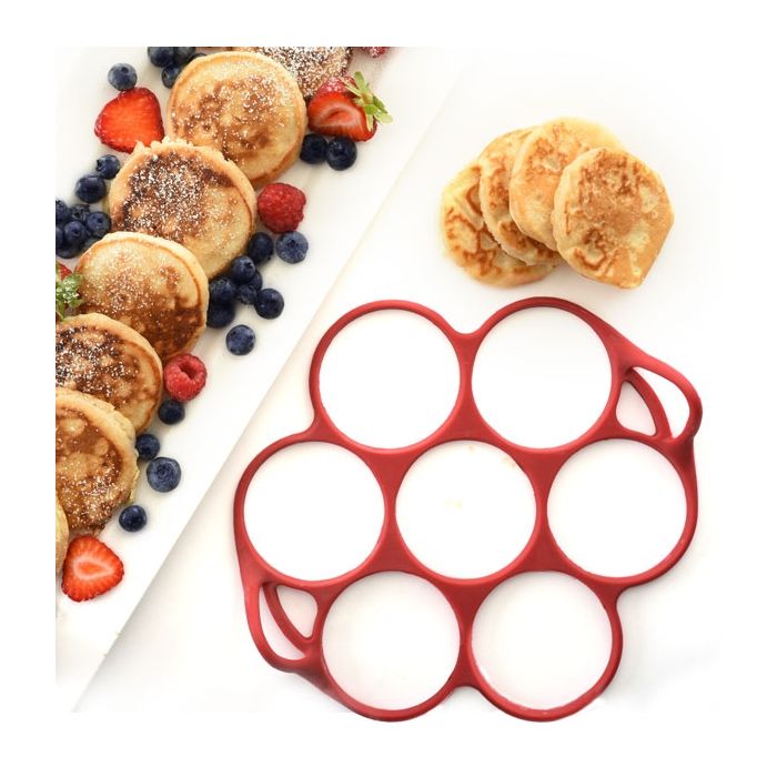 Norpro Silicoone Silver Dollar Pancake Egg Ring 7 Count Red