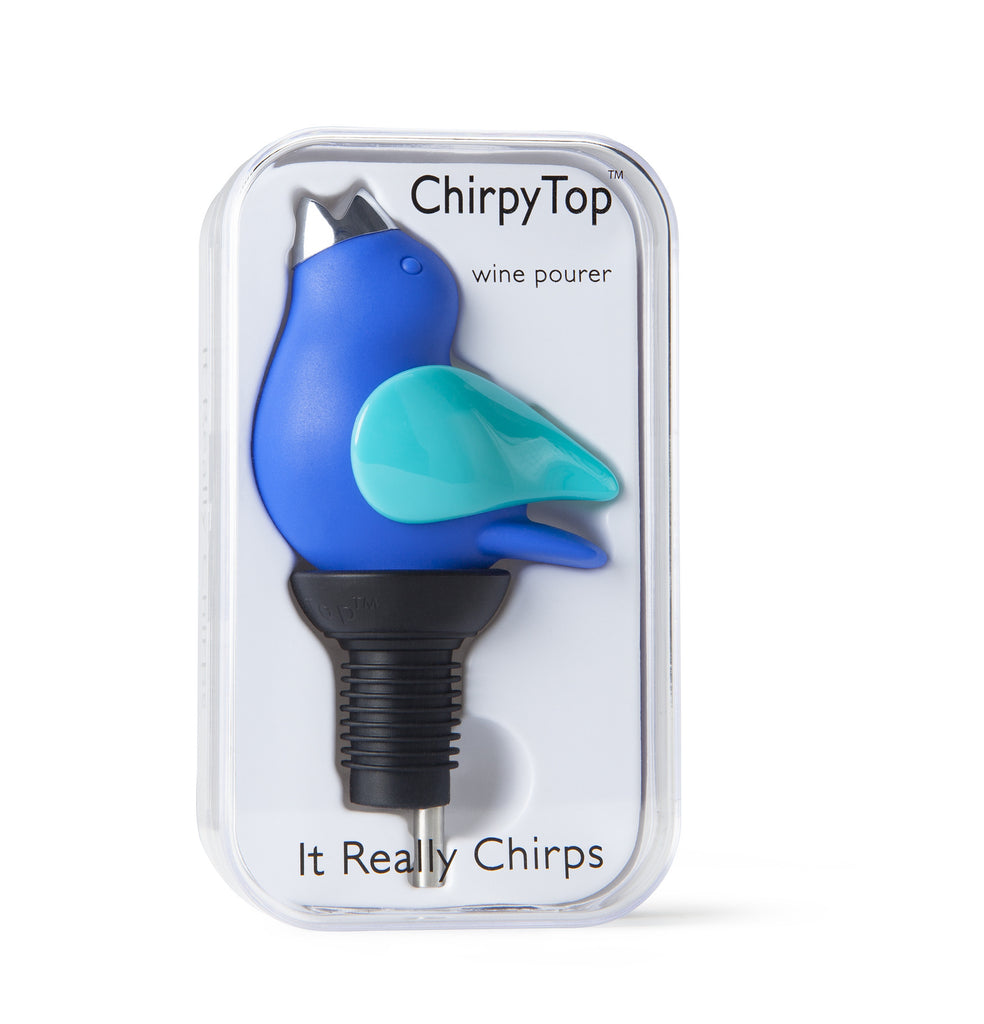 ChirpyTop Wine Pourer Blue Body with Teal Wings
