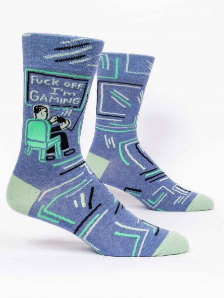 Blue Q Men's Crew Socks Fuck Off I'm Gaming