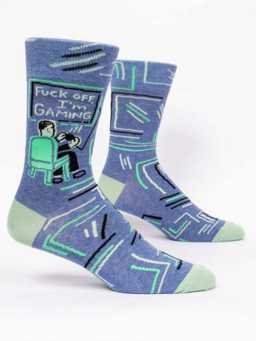 Blue Q Men's Crew Socks Fuck Off I'm Gaming