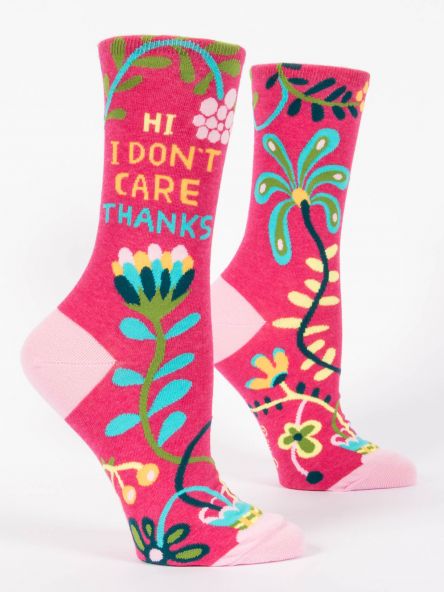 Blue Q Women's Crew Socks Hi, I Don't Care, Thanks