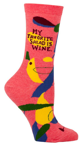 Blue Q Women's Crew Socks My Favorite Salad Is Wine