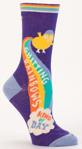 Blue Q Women's Crew Socks Shitting Rainbows Kind Of Day