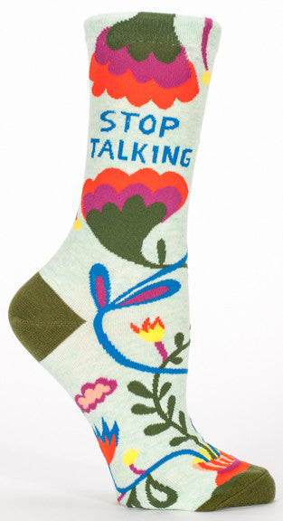 Blue Q Women's Crew Socks Stop Talking