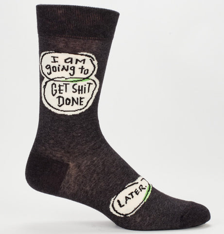 Blue Q Men's Crew Socks I Am Going To Get Shit Done, Later