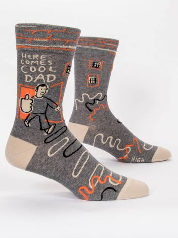 Blue Q Men's Crew Socks Here Comes Cool Dad