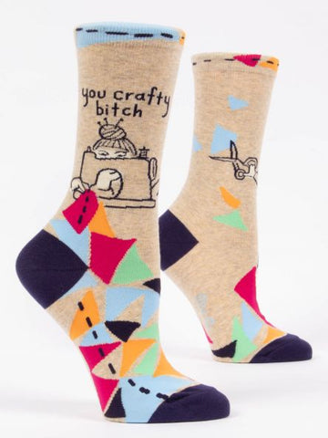 Blue Q Women's Crew Socks You Crafty Bitch