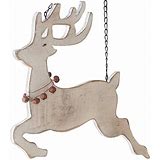 K & K Interiors White Wood Reindeer Cutout Hanging Ornament