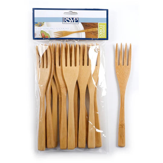 RSVP Bamboo Kitchen Utensil 12 Piece Set, Fork Set