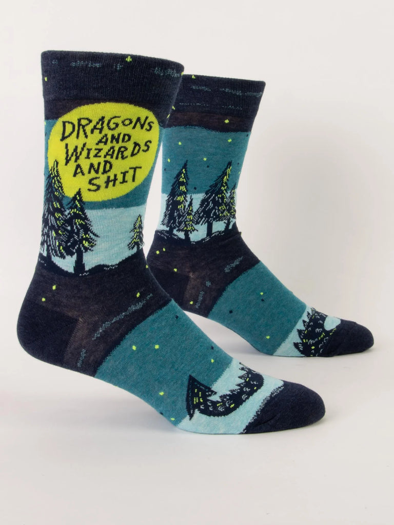 Blue Q Men's Crew Socks Dragons and Wizards