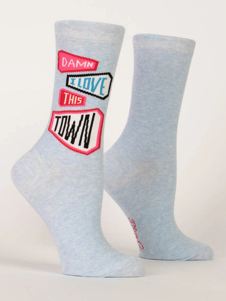 Blue Q Damn I Love This Town W-Crew Socks