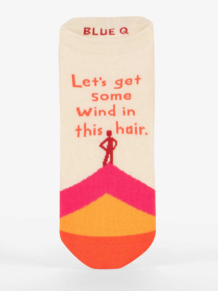 Blue Q Lets Get Wind in Your Hair Sneaker Socks